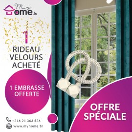 Pack Rideau Velours Emeraude+ Embrasse Aimant cube