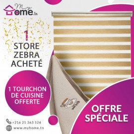 Pack Store Zébra 1.20 mt Beige + Torchons de Cuisine